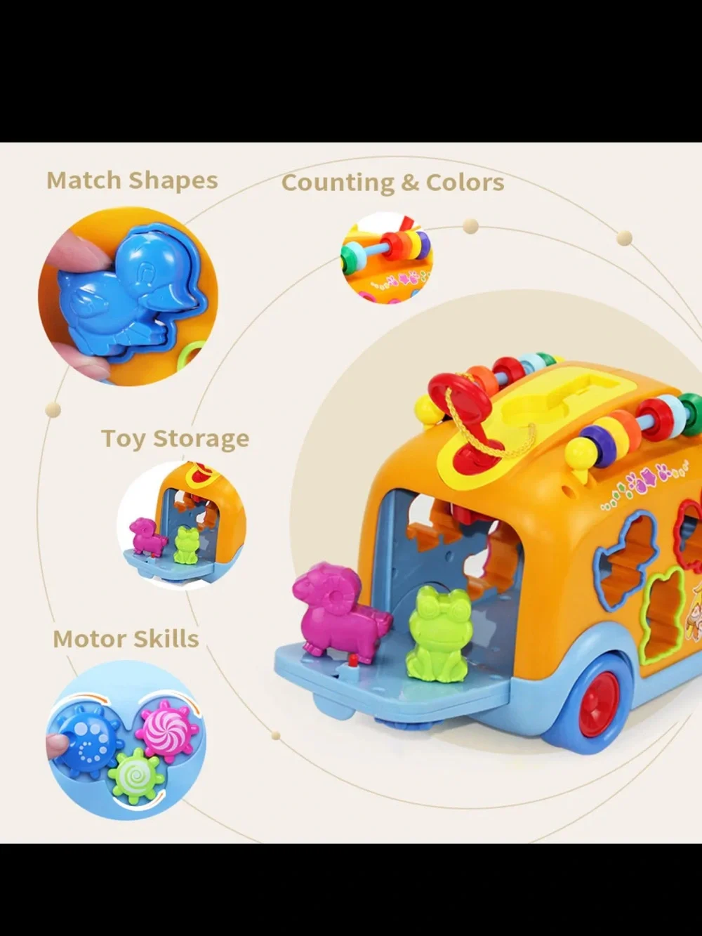 Kids Shape Sorting Activity Musical Bus Toy